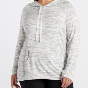 Women's French Terry Gray and White Hooded Top